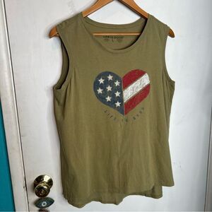 Life is good sleeveless tank USA heart flag